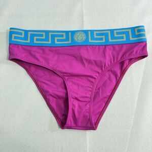 Versace Women's Greca Border Bikini Bottom Swimwear Size 4 Pink